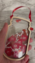 Load and play video in Gallery viewer, ORIGINAL Mason Jar Valentine&#39;s Day Personalized Ball Gingerbread Jar Shaker Ornament Snow Globe
