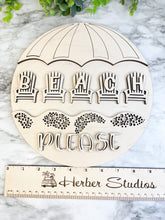 Load image into Gallery viewer, Beach Please Sign WOOD BLANKS Door Hanger Ocean Lake Umbrella Adirondack Chair