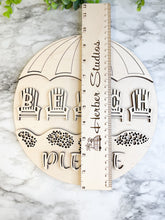 Load image into Gallery viewer, Beach Please Sign WOOD BLANKS Door Hanger Ocean Lake Umbrella Adirondack Chair