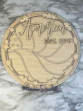 Load image into Gallery viewer, DIY Blank Independence Day Patriotic American Flag Door Hanger Sign Wood 4th July Holiday Celebrate Stars Red White Blue Americana USA