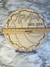 Load image into Gallery viewer, DIY Blank Independence Day Patriotic American Flag Door Hanger Sign Wood 4th July Holiday Celebrate Stars Red White Blue Americana USA