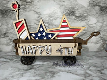 Load image into Gallery viewer, DIY Kit Wagon 4th July Patriotic Independence Tiered Tray Shelf Sitter