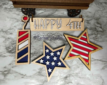 Load image into Gallery viewer, DIY Kit Wagon 4th July Patriotic Independence Tiered Tray Shelf Sitter