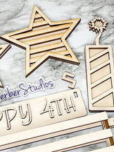 Load image into Gallery viewer, DIY Kit Wagon 4th July Patriotic Independence Tiered Tray Shelf Sitter