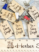 Load image into Gallery viewer, Vintage Retro Style I'm A Fucking Delight Keychain - Starburst - Adult Keychain - Mature - Swear - Curse Keychain - NSFW - gift For Her Gift For Him Rave