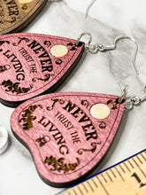 Load image into Gallery viewer, Halloween Ouija Planchette Earrings ~ Never Trust The Living
