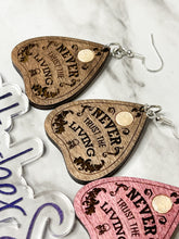 Load image into Gallery viewer, Halloween Ouija Planchette Earrings ~ Never Trust The Living