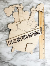 Load image into Gallery viewer, DIY Halloween Fresh Brewed Potions Witch Legs Cauldron Kettle Sign Door Hanger DIY Herber Studios