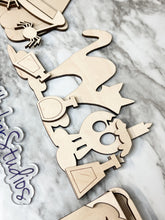 Load image into Gallery viewer, DIY Halloween Salem Witch Tiered Tray DIY Flying Lessons Broom Potions Fall October Holiday Decor Herber Studios