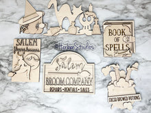 Load image into Gallery viewer, DIY Halloween Salem Witch Tiered Tray DIY Flying Lessons Broom Potions Fall October Holiday Decor Herber Studios