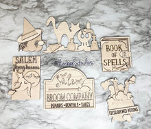 Load image into Gallery viewer, DIY Halloween Salem Witch Tiered Tray DIY Flying Lessons Broom Potions Fall October Holiday Decor Herber Studios
