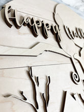 Load image into Gallery viewer, DIY Happy Halloween Cat Moon Shiplap Door Hanger Sign 15" Herber Studios