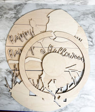 Load image into Gallery viewer, DIY Happy Halloween Cat Moon Shiplap Door Hanger Sign 15" Herber Studios