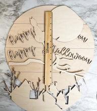 Load image into Gallery viewer, DIY Happy Halloween Cat Moon Shiplap Door Hanger Sign 15" Herber Studios