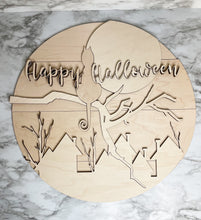 Load image into Gallery viewer, DIY Happy Halloween Cat Moon Shiplap Door Hanger Sign 15" Herber Studios