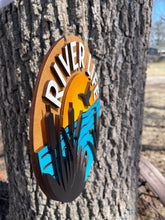 Load image into Gallery viewer, Cattails River Life Hand Painted Wood Sign Door Hanger Sunset Goose - Dark Background