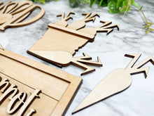 Load image into Gallery viewer, DIY Easter Bunny Chick Tier Tray Wood Kit - Easter Egg Hip Hop Carrot Patch Holiday Kitchen Decor - Tiered Signs - Wood Craft Herber Studios