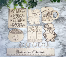Load image into Gallery viewer, St Patrick's Day Tier Tray DIY Wood Blanks Kit - Holiday Kitchen Decor - Tiered Signs - Wood Craft Herber Studios St Pats