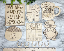 Load image into Gallery viewer, St Patrick's Day Tier Tray DIY Wood Blanks Kit - Holiday Kitchen Decor - Tiered Signs - Wood Craft Herber Studios St Pats