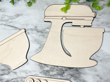 Load image into Gallery viewer, Vintage Retro Kitchen Tier Tray Wood Blanks - Appliances - Stand Mixer - Stove - Baker Gonna Bake Cupcake - Whisk - Bowls - Cookies DIY Kit