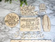 Lake Tier Tray Wood Blanks - Row Boat - Relax Sign - Anchors - Tiered Tray Decor - Lake Living - Wood Craft - Paint Set #2