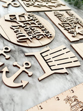 Load image into Gallery viewer, Lake Tier Tray Wood Blanks - Boat - Lighthouse - Lake Life - Tiered Tray Decor - Lake Living - Adirondack Chair - Paint Set #4