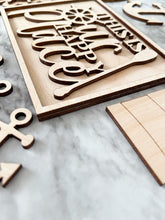Load image into Gallery viewer, Lake Tier Tray Wood Blanks - Boat - Lighthouse - Lake Life - Tiered Tray Decor - Lake Vibes - This Is Our Happy Place Sign - Paint Set #5