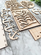 Load image into Gallery viewer, Lake Tier Tray Wood Blanks - Boat - Lighthouse - Lake Life - Tiered Tray Decor - Lake Vibes - This Is Our Happy Place Sign - Paint Set #5