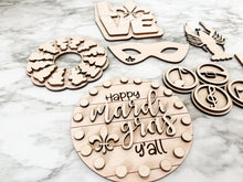 Load image into Gallery viewer, DIY Mardi Gras Tier Tray Wood Kit - Fat Tuesday Holiday Kitchen Decor -  Tiered Signs - Wood Craft Herber Studios
