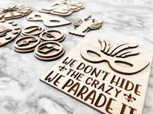 Load image into Gallery viewer, DIY Mardi Gras Tier Tray Wood Kit - Fat Tuesday Holiday Kitchen Decor -  Tiered Signs - Wood Craft Herber Studios