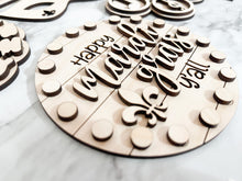 Load image into Gallery viewer, DIY Mardi Gras Tier Tray Wood Kit - Fat Tuesday Holiday Kitchen Decor -  Tiered Signs - Wood Craft Herber Studios