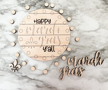 Load image into Gallery viewer, DIY Mardi Gras Tier Tray Wood Kit - Fat Tuesday Holiday Kitchen Decor -  Tiered Signs - Wood Craft Herber Studios