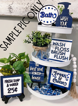 Load image into Gallery viewer, DIY Bathroom Tier Tray Wood Kit - Wash Hands Tiered Signs -  Wood Craft Herber Studios