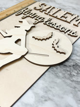 Load image into Gallery viewer, DIY Salem Flying Lessons Witch Halloween Sign Door Hanger Herber Studios