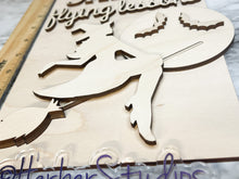 Load image into Gallery viewer, DIY Salem Flying Lessons Witch Halloween Sign Door Hanger Herber Studios