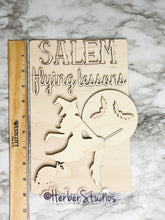 Load image into Gallery viewer, DIY Salem Flying Lessons Witch Halloween Sign Door Hanger Herber Studios