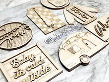 Load image into Gallery viewer, Christmas Tier Tray Camper DIY Wood Kit - Holiday Kitchen Decor - Tiered Signs - Camper Christmas Lights Winter