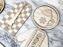 Load image into Gallery viewer, Christmas Tier Tray Camper DIY Wood Kit - Holiday Kitchen Decor - Tiered Signs - Camper Christmas Lights Winter