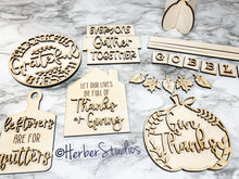 Load image into Gallery viewer, Thanksgiving Tier Tray DIY Kit - Kitchen Apartment Decoration - Tiered Tray Sign - Fall Decor - Pumpkin Leftovers Gobble Grateful