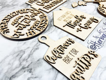 Load image into Gallery viewer, Thanksgiving Tier Tray DIY Kit - Kitchen Apartment Decoration - Tiered Tray Sign - Fall Decor - Pumpkin Leftovers Gobble Grateful