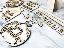 Load image into Gallery viewer, Thanksgiving Tier Tray DIY Kit - Kitchen Apartment Decoration - Tiered Tray Sign - Fall Decor - Pumpkin Leftovers Gobble Grateful