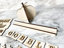 Load image into Gallery viewer, Thanksgiving Tier Tray DIY Kit - Kitchen Apartment Decoration - Tiered Tray Sign - Fall Decor - Pumpkin Leftovers Gobble Grateful