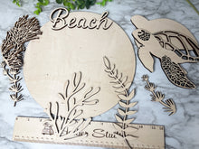 Load image into Gallery viewer, Turtle Beach Wood Sign WOOD BLANKS Door Hanger Ocean Turtles Coral Reef Blank DIY Paint Party