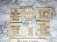 Load image into Gallery viewer, DIY Bathroom Tier Tray Wood Kit - Wash Hands Tiered Signs -  Wood Craft Herber Studios