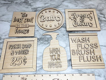 Load image into Gallery viewer, DIY Bathroom Tier Tray Wood Kit - Wash Hands Tiered Signs -  Wood Craft Herber Studios