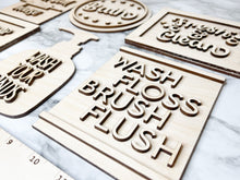 Load image into Gallery viewer, DIY Bathroom Tier Tray Wood Kit - Wash Hands Tiered Signs -  Wood Craft Herber Studios