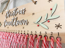 Load image into Gallery viewer, Christmas Countdown Advent Calendar Candy Cane Holly Country Farmhouse Decor Wood Laser Engraved