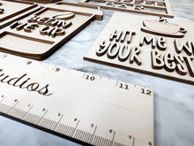 Load image into Gallery viewer, DIY Coffee Bar v2 Tier Tray Wood Kit - Coffee Bean To Go Cup Tiered Signs -  Wood Craft Herber Studios