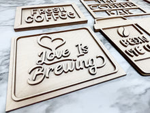 Load image into Gallery viewer, DIY Coffee Bar v2 Tier Tray Wood Kit - Coffee Bean To Go Cup Tiered Signs -  Wood Craft Herber Studios