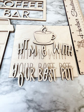 Load image into Gallery viewer, DIY Coffee Bar v2 Tier Tray Wood Kit - Coffee Bean To Go Cup Tiered Signs -  Wood Craft Herber Studios